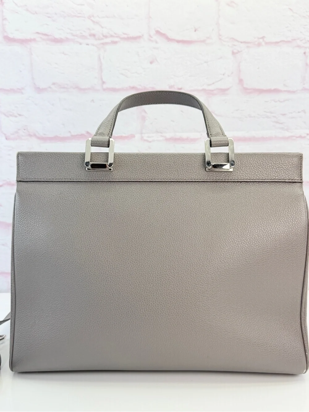 Gucci Zumi Grey Leather Top-Handle Satchel Gold Hardware